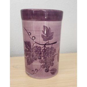 Wine Bucket Ice Ceramic Hand Painted Glazed Grape Cluster Design  6 " Wide  8" T